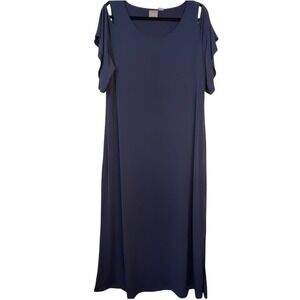 Chicos Blue Cold Shoulder Maxi Dress Size 2 (L) Elegant Casual